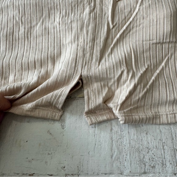 Aerie Ribbed Lace Racerback Tank Top NWT size Medium Beige Tan Cropped Cami - Picture 4 of 12